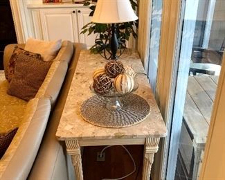  Marble top table, has matching coffee table