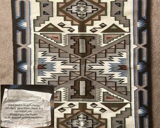 Authentic Navajo rug, all wool.  Woven by Alex Bitsul, 1st Nations Art Albuquerque, New Mexico