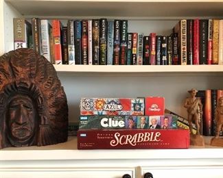 Wood carved figures, games, books....
