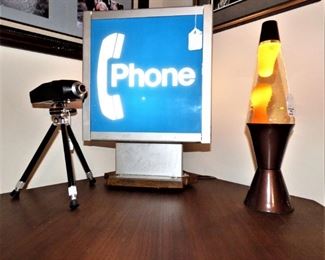 Original 1970's Lava Lamp (Comes with original box) Vintage Triangle "Phone" Lighted Sign