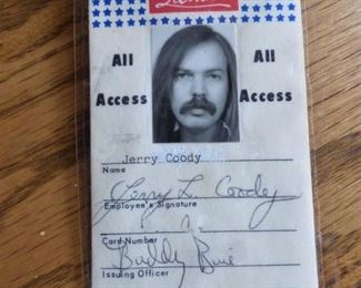 Jerry's Roadie Pass for Atlanta Rhythm Section 1970"s