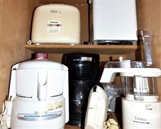 Supreme Juicerator, "Emmie" Hamilton Beach Food Processor, Bread Machine, Rice Cooker, Mr. Coffee