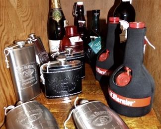 Jack Daniels Flasks, Grand Marnier Collectible bottles, etc