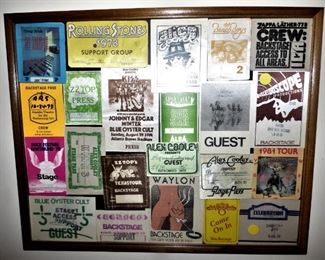 Framed Collection of Back Stage Passes for various concerts