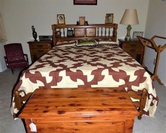 Cedar trunk, Bookcase Full Bed with 2 Night Stands : Part of Vintage Link-Taylor Oak Bedroom Suite