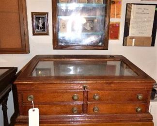 Antique Display Case on Table, Hanging Display Case