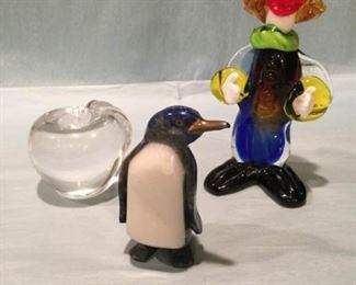 Glass apple, stone penguin, and glass clown https://ctbids.com/#!/description/share/307245