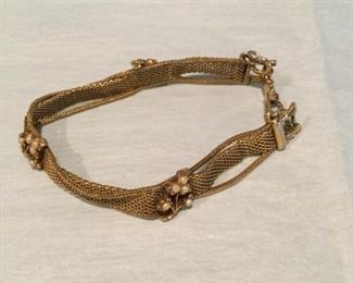 Vintage gold mesh bracelet with stones flowers
 https://ctbids.com/#!/description/share/307564