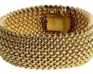 1. Italian 14K Gold Mesh Link Bracelet