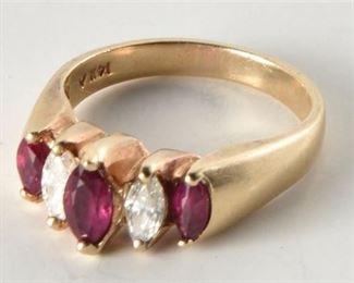 25. 14K Yellow Gold Ruby and Diamond Ring