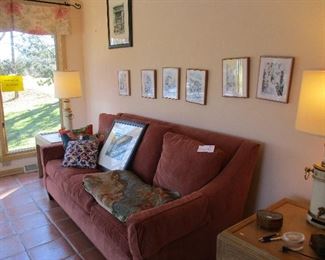 SOFA,  END TABLES, LIGHTING, ART