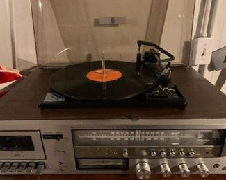 LENOX  Stereo System - with  AM FM Receiver, 8 Track, Tape/Casette Player and Truntable