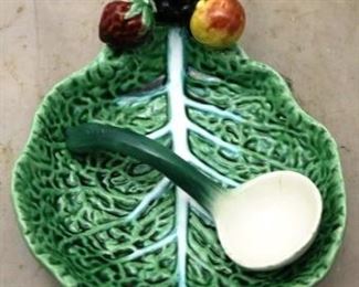 Majolica Dish with Spoon 