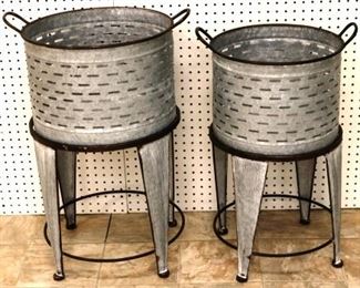 Set of Olive Buckets on Stands 