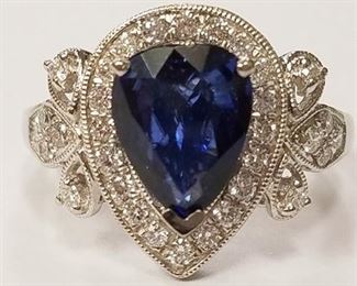 Platinum Blue Sapphire ring App$6,320 sz 6.5