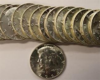 1964 BU 90% Silver JFK half dollars