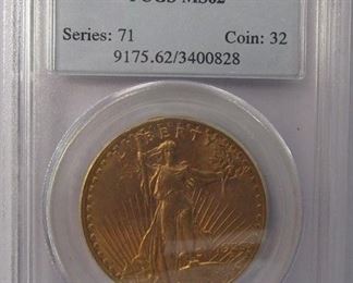 1923 PCGS MS62 $20 Gold Slab