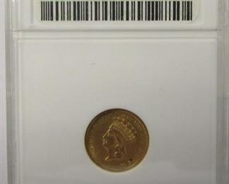 1856 $1 Ty3 ANACS EF45 gold coin