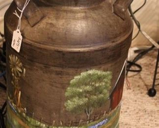 decor hand painted milk can