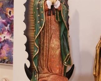 Carved Wood Our Lady Of Guadalupe. Bareggio Collection