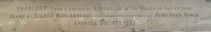 Theses Chromolithographs are replica’s from the Segnatura ceiling, Raphael's rooms, Vatican Museums. They are dated 1873 & 1883 from the ARUNDEL SOCIETY