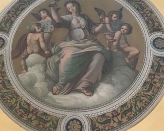 Theses Chromolithographs are replica’s from the Segnatura ceiling, Raphael's rooms, Vatican Museums. They are dated 1873 & 1883 from the ARUNDEL SOCIETY