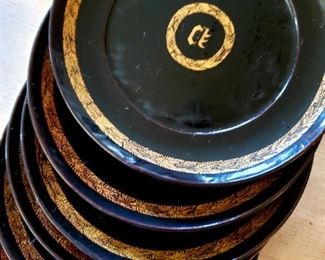 set of 6 lacguerware plates