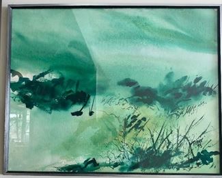 Framed watercolor by Ticknor