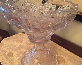 Beautiful cut glass crystal punch bowl -2 pieces
