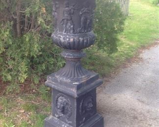 5 foot tall cast iron planter ( plinth and planter)
