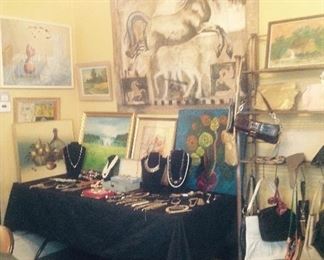 Large original painting of Horses, mid century.