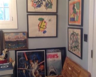 Star Wars, Jaws framed movie posters