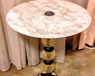 Lovely marble-top with crystal-balld base