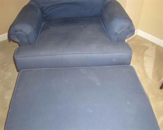 BLUE CHAIR AND OTTOMAN