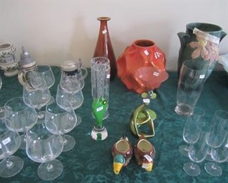 ROSEVILLE VASE AND STEMWARE