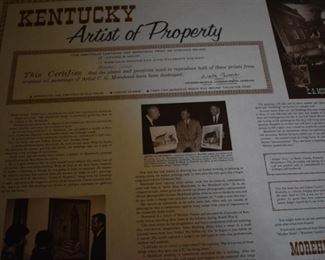 Information on Kentucky Artist of Property C.G. Morehead whose limited edition prints of his famous oil paintings follow. The plates and positives used to reproduce these prints have been destroyed.