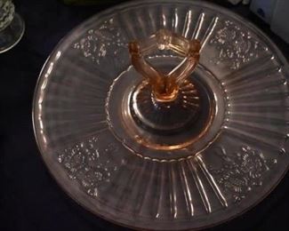 Depression Glass Serving Tray with Handle
