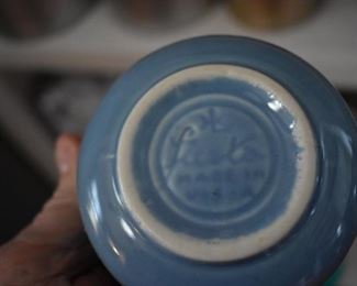 Vintage Fiesta Tray, Sugar and Creamer and another unidentified Fiesta piece in the background.