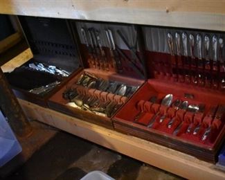 Loads of Vintage Silverware are found in this Estate. The Basement is Full of Everything you can imagine from antique and vintage Glassware, Silver, Pottery, Primitives Tools, Records, Silverware, Pie Safe, Antique Tool Chests and Wooden Trunks, Primitive Tools, Antique Looms and So Much, Much More!