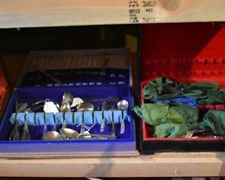 Loads of Vintage Silverware are found in this Estate. The Basement is Full of Everything you can imagine from antique and vintage Glassware, Silver, Pottery, Primitives Tools, Records, Silverware, Pie Safe, Antique Tool Chests and Wooden Trunks, Primitive Tools, Antique Looms and So Much, Much More!