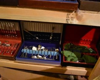 The Basement is Full of Everything you can imagine from antique and vintage Glassware, Silver, Pottery, Primitives Tools, Records, Silverware, Pie Safe, Antique Tool Chests and Wooden Trunks, Primitive Tools, Antique Looms and So Much, Much More!