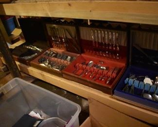 The Basement is Full of Everything you can imagine from antique and vintage Glassware, Silver, Pottery, Primitives Tools, Records, Silverware, Pie Safe, Antique Tool Chests and Wooden Trunks, Primitive Tools, Antique Looms and So Much, Much More!