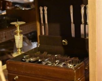 The Basement is Full of Everything you can imagine from antique and vintage Glassware, Silver, Pottery, Primitives Tools, Records, Silverware, Pie Safe, Antique Tool Chests and Wooden Trunks, Primitive Tools, Antique Looms and So Much, Much More!