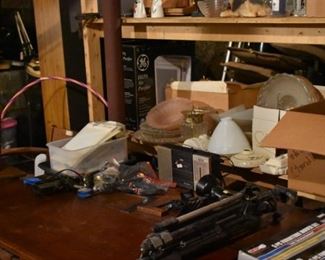 The Basement is Full of Everything you can imagine from antique and vintage Glassware, Silver, Pottery, Primitives Tools, Records, Silverware, Pie Safe, Antique Tool Chests and Wooden Trunks, Primitive Tools, Antique Looms and So Much, Much More!