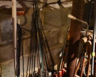 Fishing Equipment - The Basement is Full of Everything you can imagine from antique and vintage Glassware, Silver, Pottery, Primitives Tools, Records, Silverware, Pie Safe, Antique Tool Chests and Wooden Trunks, Primitive Tools, Antique Looms and So Much, Much More!