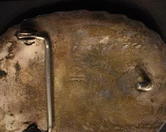 Gorgeous Southwestern Jewelry Featuring this Beautiful Turquoise & Sterling Belt Buckle featuring 18 Turquoise Stones and the Bolo Tie  with 11 Turquoise Stones set in Sterling both pieces are signed by Spencer