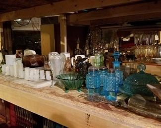 The Basement is Full of Everything you can imagine from antique and vintage Glassware, Silver, Pottery, Primitives Tools, Records, Silverware, Pie Safe, Antique Tool Chests and Wooden Trunks, Primitive Tools, Antique Looms and So Much, Much More!