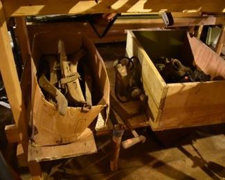 The Basement is Full of Everything you can imagine from antique and vintage Glassware, Silver, Pottery, Primitives Tools, Records, Silverware, Pie Safe, Antique Tool Chests and Wooden Trunks, Primitive Tools, Antique Looms and So Much, Much More!