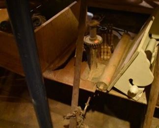 The Basement is Full of Everything you can imagine from antique and vintage Glassware, Silver, Pottery, Primitives Tools, Records, Silverware, Pie Safe, Antique Tool Chests and Wooden Trunks, Primitive Tools, Antique Looms and So Much, Much More!