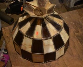 Vintage Leaded Glass Hanging Shade in perfect condition!